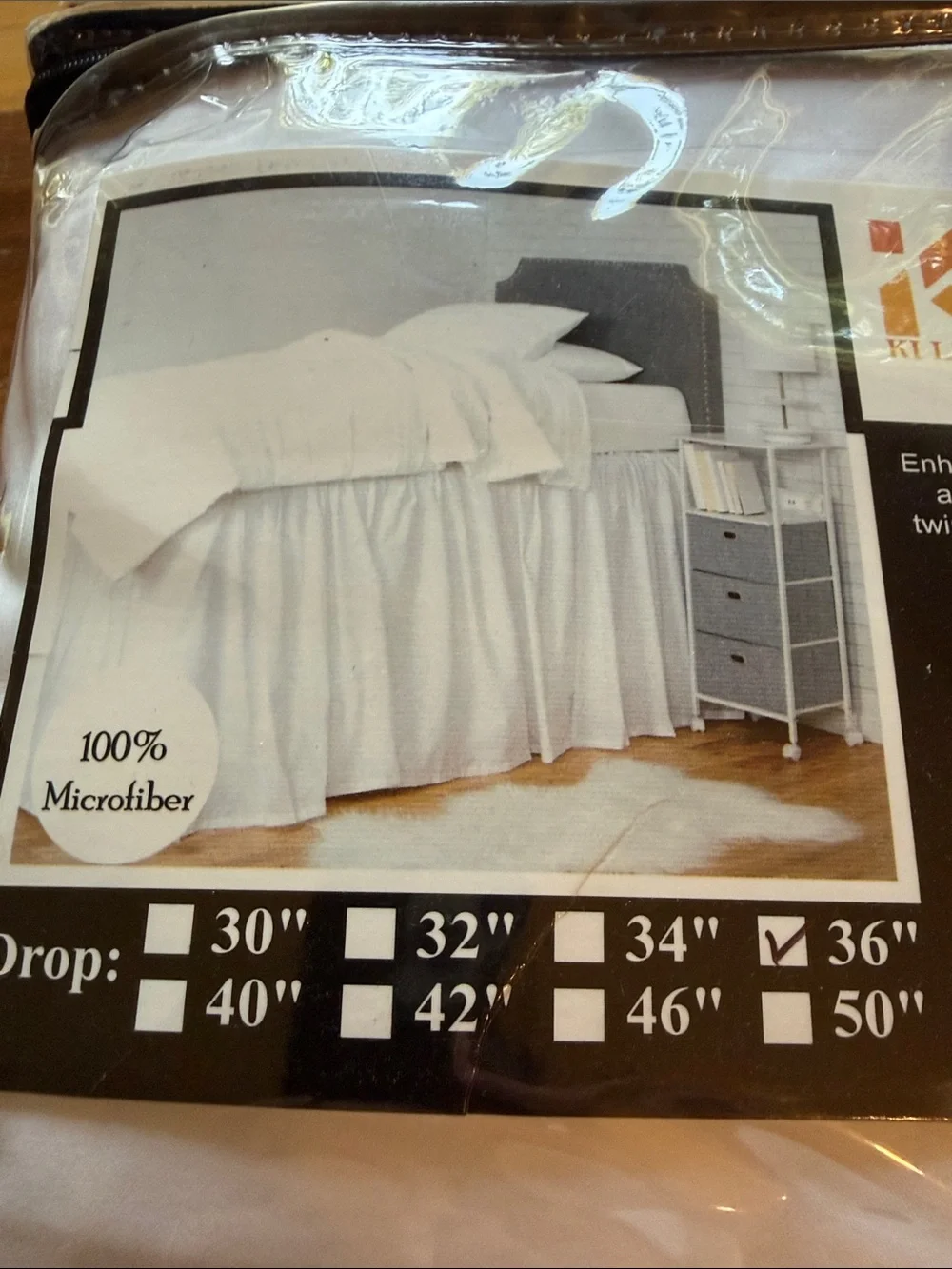 Dorm Ruffled Bed Skirt - White Twin XL 36” Drop NEW